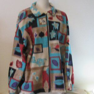 Colorful Designed Zip Front Jacket by Cabin Creek/2X